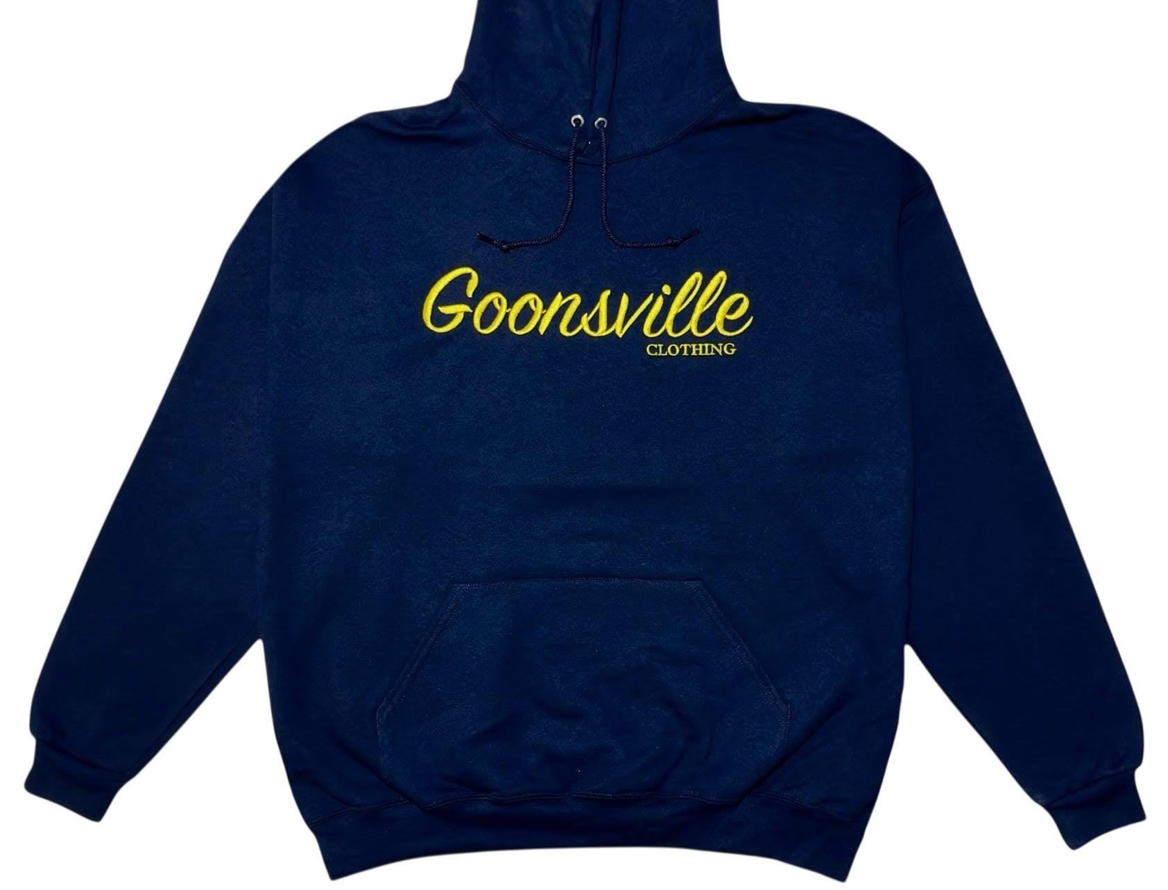 Navy and Yellow Hoodie (Embroidered) – Goonsville Products
