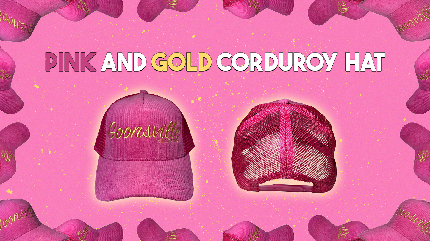 Pink and Gold Corduroy Hat
